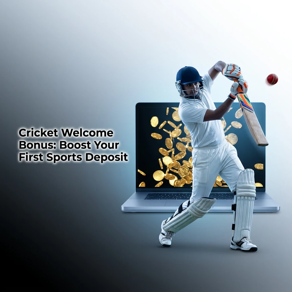 Cricket welcome bonus offering 100% match up to 14,000 BDT on first sports deposit for cricket betting markets